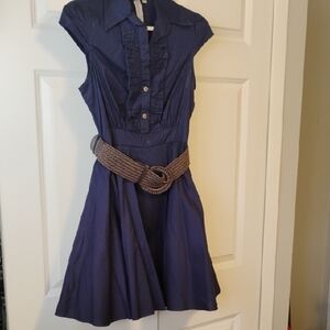 Wish Blue Buttoned A-Line Mini Dress